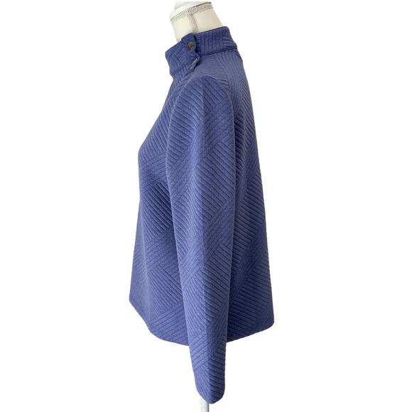 CHICO'S Weekends Sweater Womens Chico 0 or Small Blue Snap-Detail Mock-Neck Top - Picture 4 of 8